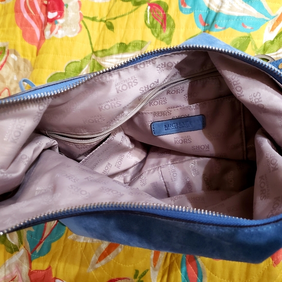 MICHAEL KORS HOBO BAG BLUE SUEDE FRINGE - Picture 3 of 5